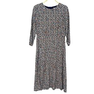 Loft Women’s Size 6 Flowy Ditsy Floral Midi Maxi Dress Orange Blue Brown